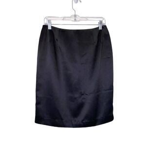 En Avance Black Satin A-Line Skirt 14 ~